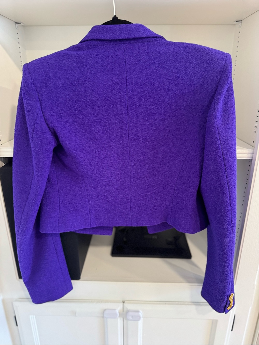 Alessandra Rich Vibrant Purple Cropped Double-Breasted Blazer - Picture 6 of 6